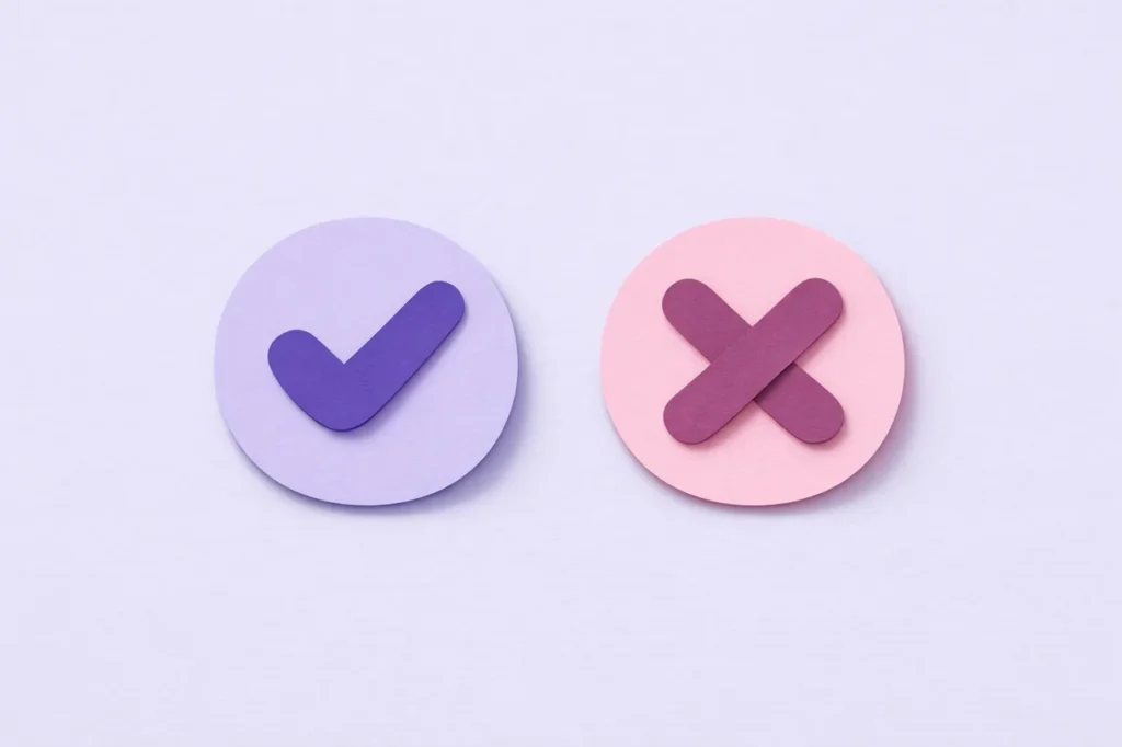Paper cut circles with tick and cross symbols illustrating UK offshore gambling myth versus truth